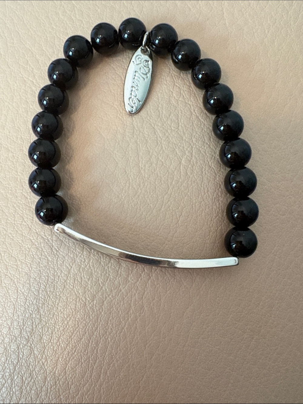 Plunder Black Beaded Bracelet with Silver Accent